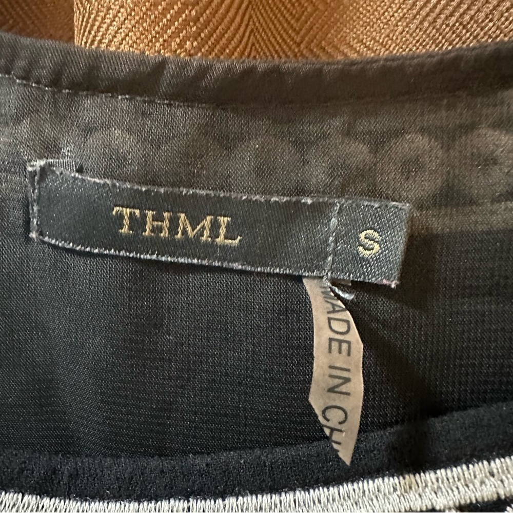 THML Mini Dress with Black & White Embroidery. Size Small - Picture 3 of 5